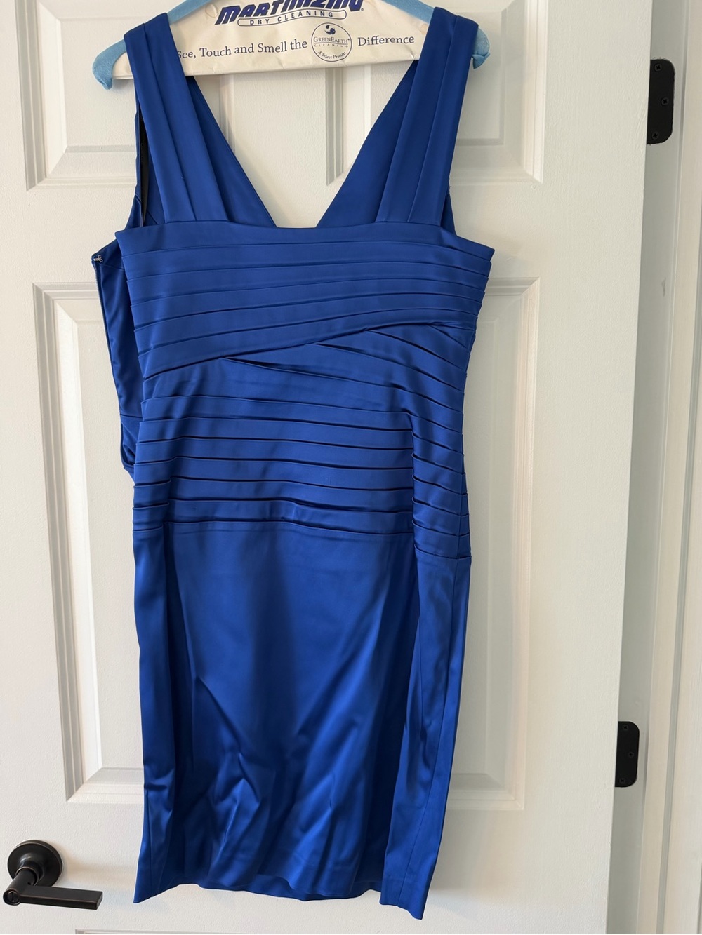 Calvin Klein Cobalt Blue Pleated Bodice Midi Dress